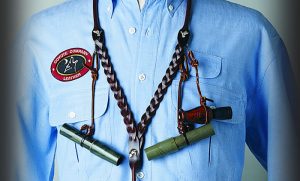Braided leather lanyards for duck hunters, bird hunters and dog trainers