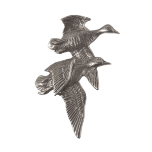 silver pair of ducks in flight accent for belt