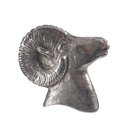 silver ram's head accent for belt