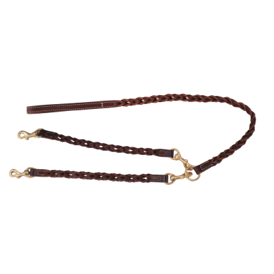 Woven Leather Two Dog Leash Coupler