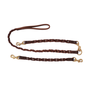 Woven Leather Two Dog Leash Coupler