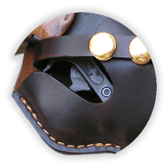 Heavy duty stitching on leather hunting products