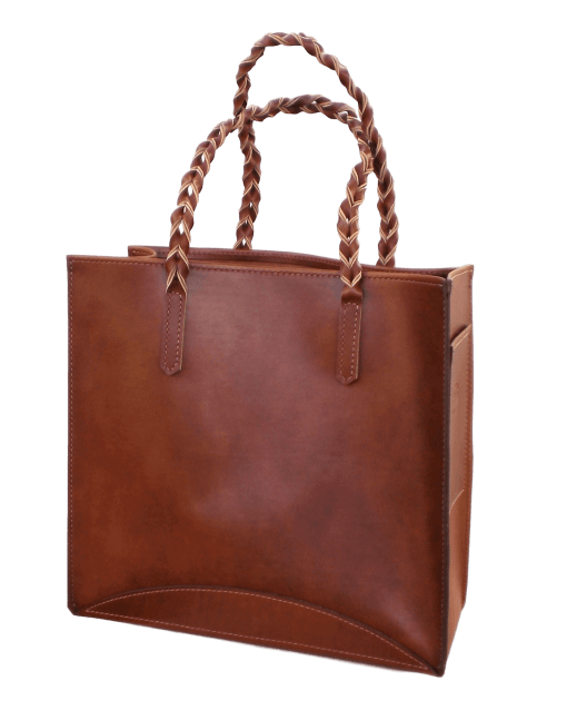 Large Coyote Company Leather Tote with Braided Handle