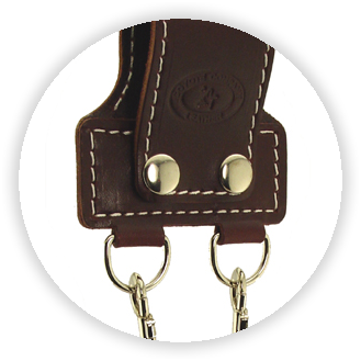 Brass Fittings on leather hunting products