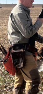 soft leather shell pouch on belt side