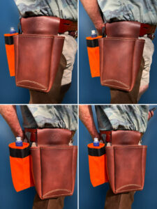soft leather shell pouch on belt side