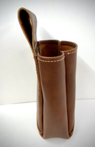 soft leather shell pouch on belt side