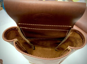 soft leather shell pouch top empty